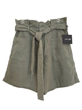 Joe's Jeans Olive Green High Rise Paperbag Linen Cotton Shorts Size 32